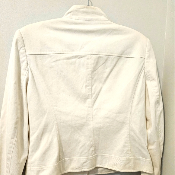 Michael Kors Womens Cropped Cotton Stretch Denim Jacket Turn Clasps White L - Picture 9 of 12